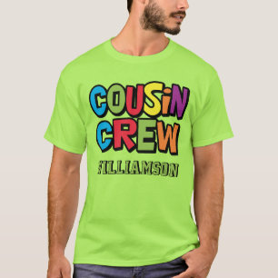 Moderne, kühne, farbenfrohe Cousin-Crew-Familientr T-Shirt