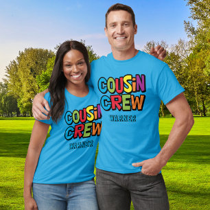 Moderne, kühne, farbenfrohe Cousin-Crew-Familientr T-Shirt