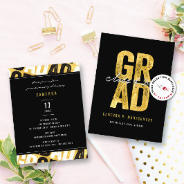 Moderne kühne Gold GRAD Stilvolle Graduierungspart Begleitkarte