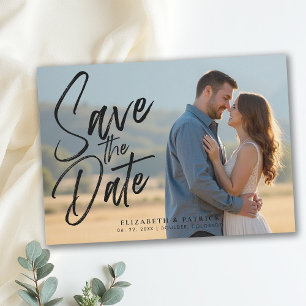 Moderne kühne Kalligrafie Einfache Foto-Hochzeit Save The Date
