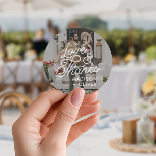 Moderne kühne Liebe und Dank Foto Wedding Runder Aufkleber