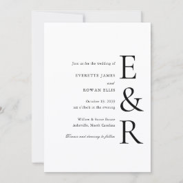 Moderne, kühne Monogramm-Minimalismus-Hochzeit Einladung