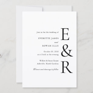 Moderne, kühne Monogramm-Minimalismus-Hochzeit Einladung