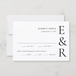 Moderne, kühne Monogramm-Minimalismus-Hochzeit RSVP Karte