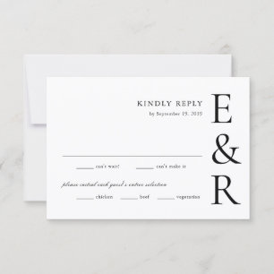 Moderne, kühne Monogramm-Minimalismus-Hochzeit RSVP Karte