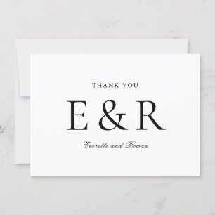 Moderne, kühne Monogramm-Minimalist-Hochzeit Dankeskarte