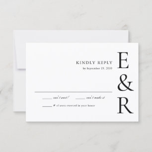 Moderne, kühne Monogramm-Minimalist-Hochzeit RSVP Karte