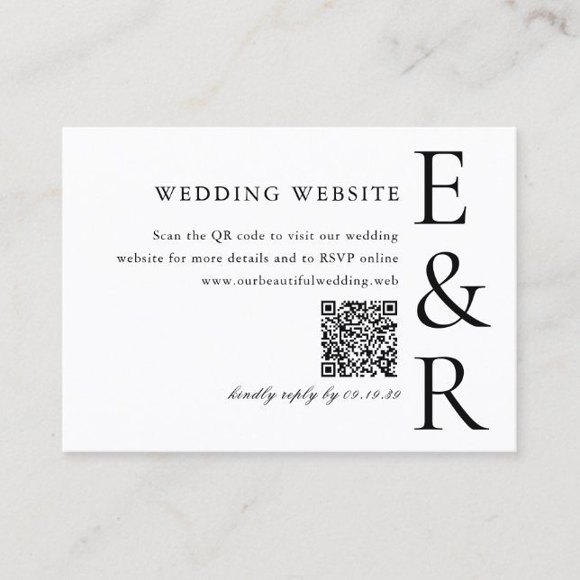 Moderne, kühne Monogramm-Minimalist- QR-Code-Hochz Begleitkarte (Vorderseite)