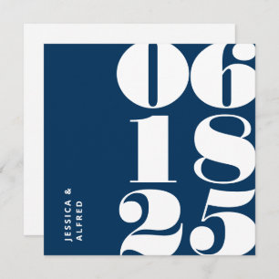 Moderne kühne preußische Blue Big Date Wedding Save The Date