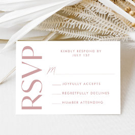 Moderne, kühne Rose Typografie Hochzeit RSVP Karte