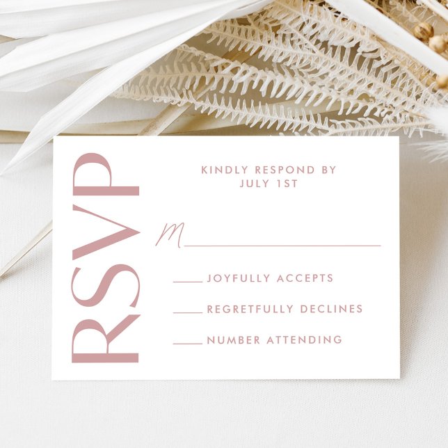 Moderne, kühne Rose Typografie Hochzeit RSVP Karte (Von Creator hochgeladen)