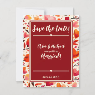 Moderne, kühne, rote Herzmuscheln Blogs Save The Date