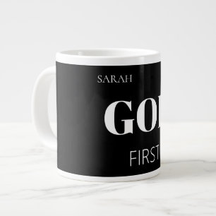 Moderne kühne schwarze Gott zuerst Glaubensspruch Jumbo-Tasse