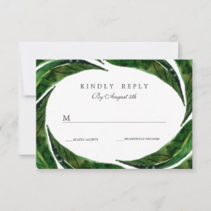 Moderne kühne tropische Blätter Hochzeit RSVP Du Karte