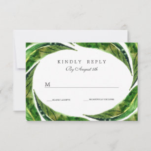 Moderne kühne tropische Blätter Hochzeit RSVP Li Karte