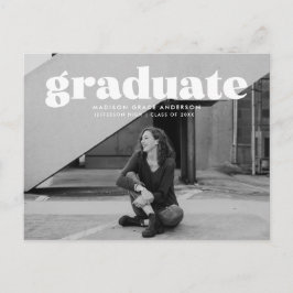 Moderne, kühne White Overlay Foto Graduation Party Postkarte