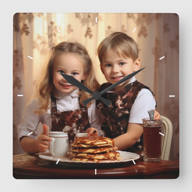 Moderne, kundenspezifische Foto Personalisierte Ma Quadratische Wanduhr (Vorderseite)