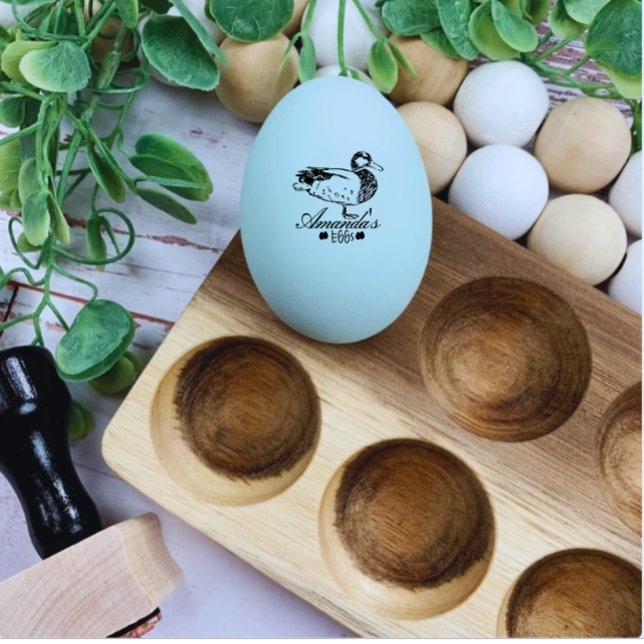 Moderne, kundenspezifische Vintage Enteneierente Gummistempel (modern personalized duck egg dealer name duck egg rubber stamp)