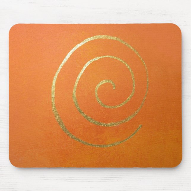 Moderne Kunst Abstrakte Orange- und Goldmalerei Mousepad (Vorne)