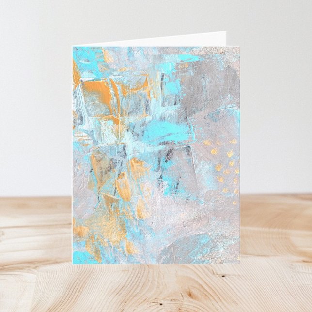 Moderne Kunst Aqua und Gold geflochtene leere Note (All Occasion Modern Art Aqua Gray and Gold Folded Note Card by © Cathy Thompson)