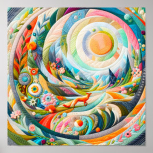 Moderne Kunst bestickt Look Spring Landschaft Poster