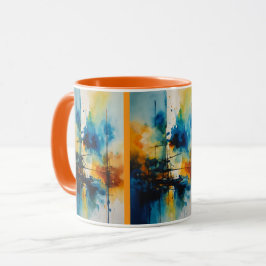 Moderne Kunst | Blaue und orangefarbene kinematisc Tasse