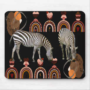 Moderne Kunst Boho Bohemische Tiere Rainbows Zebra Mousepad