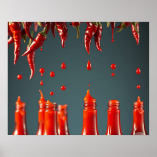 Moderne Kunst Chili Pepper Hot Sauce Mexikanische Poster
