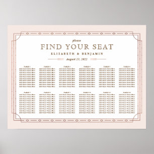 Moderne Kunst-Déco Rosa Rosengarten Hochzeitsfeier Poster