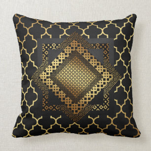 Moderne Kunst-Deko-goldenes schwarzes Gold Kissen