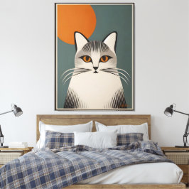 Moderne Kunst des Mittelalters Grau Kat Leinwanddruck