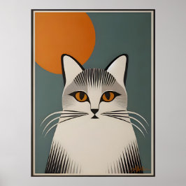 Moderne Kunst des Mittelalters Grau Kat Poster