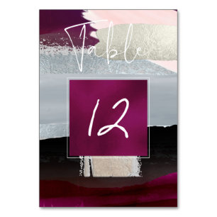 Moderne Kunst, Farbblock Nr. Blush+Burgundy Tischnummer