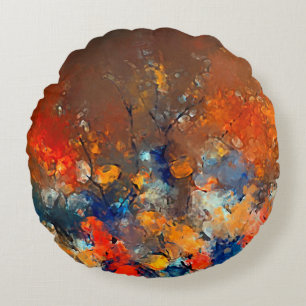 Moderne Kunst. Farbenfrohe zeitgenössische Kunstw Rundes Kissen