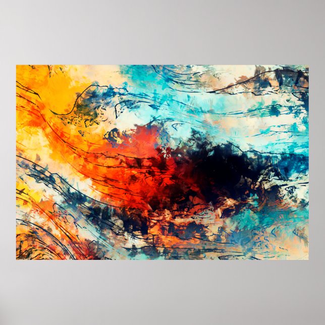 Moderne Kunst. Farbenfrohe zeitgenössische Kunstwe Poster (Vorne)