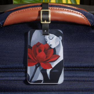 Moderne Kunst Frau mit roter Rose Gepäckanhänger