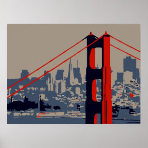 Moderne Kunst: Golden Gate Bridge und Skyline Poster