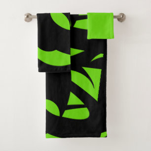 Moderne Kunst grün / schwarz Badhandtuch Set