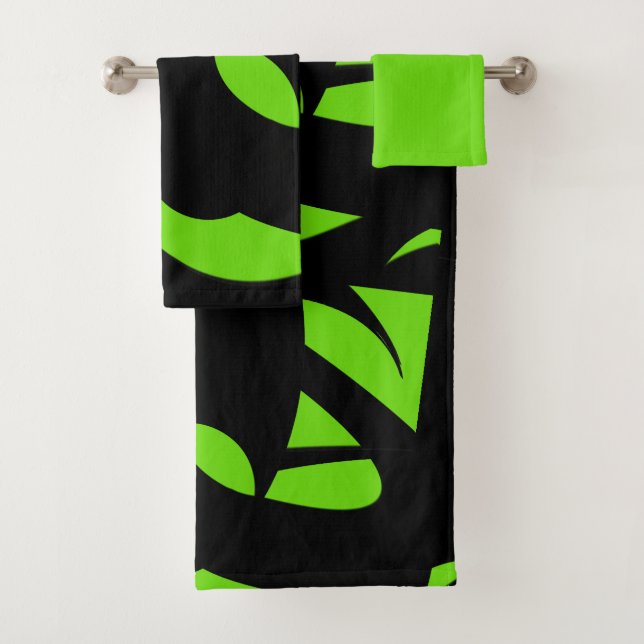 Moderne Kunst grün / schwarz Badhandtuch Set (Insitu)