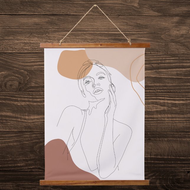 Moderne Kunst in Beige und Peach Wandteppich Mit Holzrahmen (Von Creator hochgeladen)