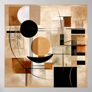 Moderne Kunst in Beige und Schwarz Poster