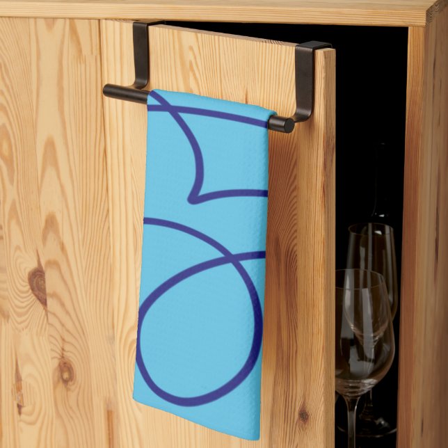 Moderne Kunst in Blau Geschirrtuch (Drittel gefaltet)