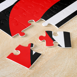 Moderne Kunst in Schwarz, Weiß, Rot Puzzle