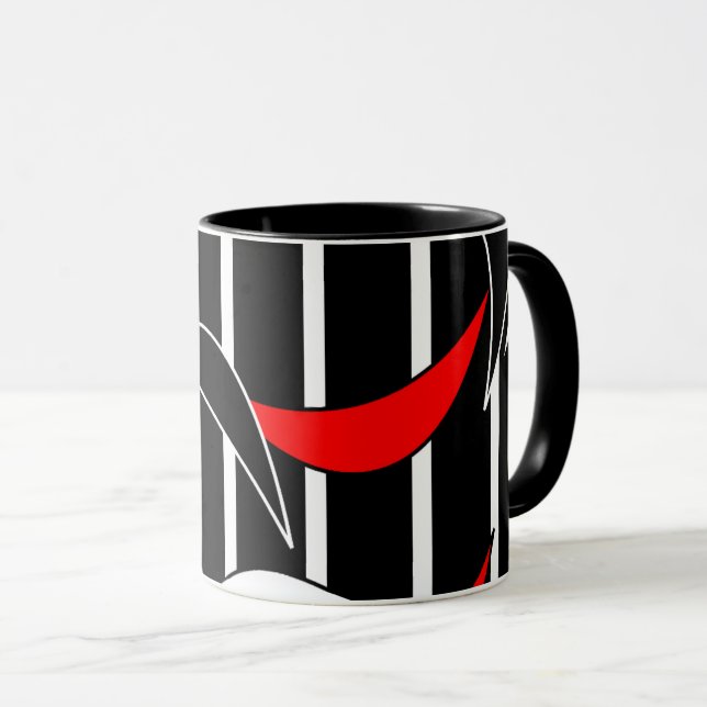 Moderne Kunst in Schwarz, Weiß, Rot Tasse (VorderseiteRechts)