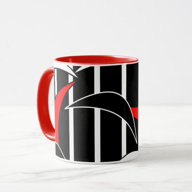 Moderne Kunst in Schwarz, Weiß, Rot Tasse (Vorderseite Links)