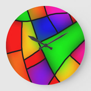Moderne Kunst, künstlerisch farbenfrohe Mosaik Große Wanduhr