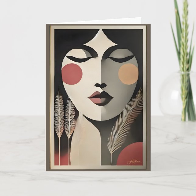 Moderne Kunst Meditation Mitte des Jahrhunderts Karte (Vorderseite)