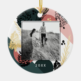 Moderne Kunst | Minimales grünes Foto Keramik Ornament