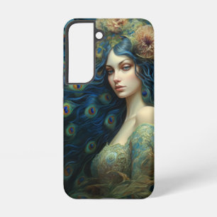 Moderne Kunst mit Frauen- und Pfauenfedern Samsung Galaxy Hülle