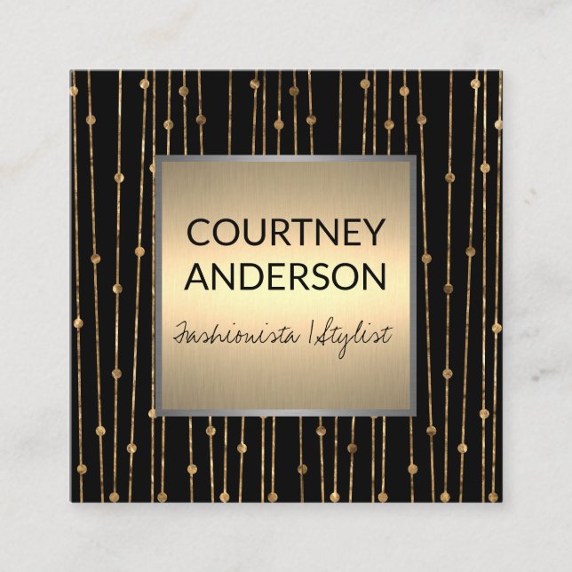 Moderne Kunst | Muster Gold Line Work Quadratische Visitenkarte (Vorderseite)